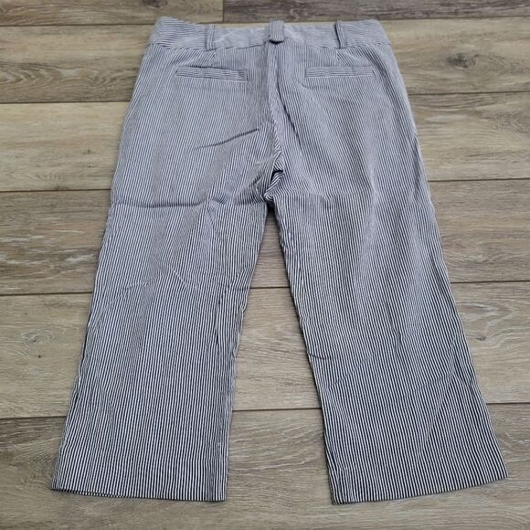 Larry Levine Petite short pants / capris blue and white vertical mini striped 4p - Picture 7 of 11